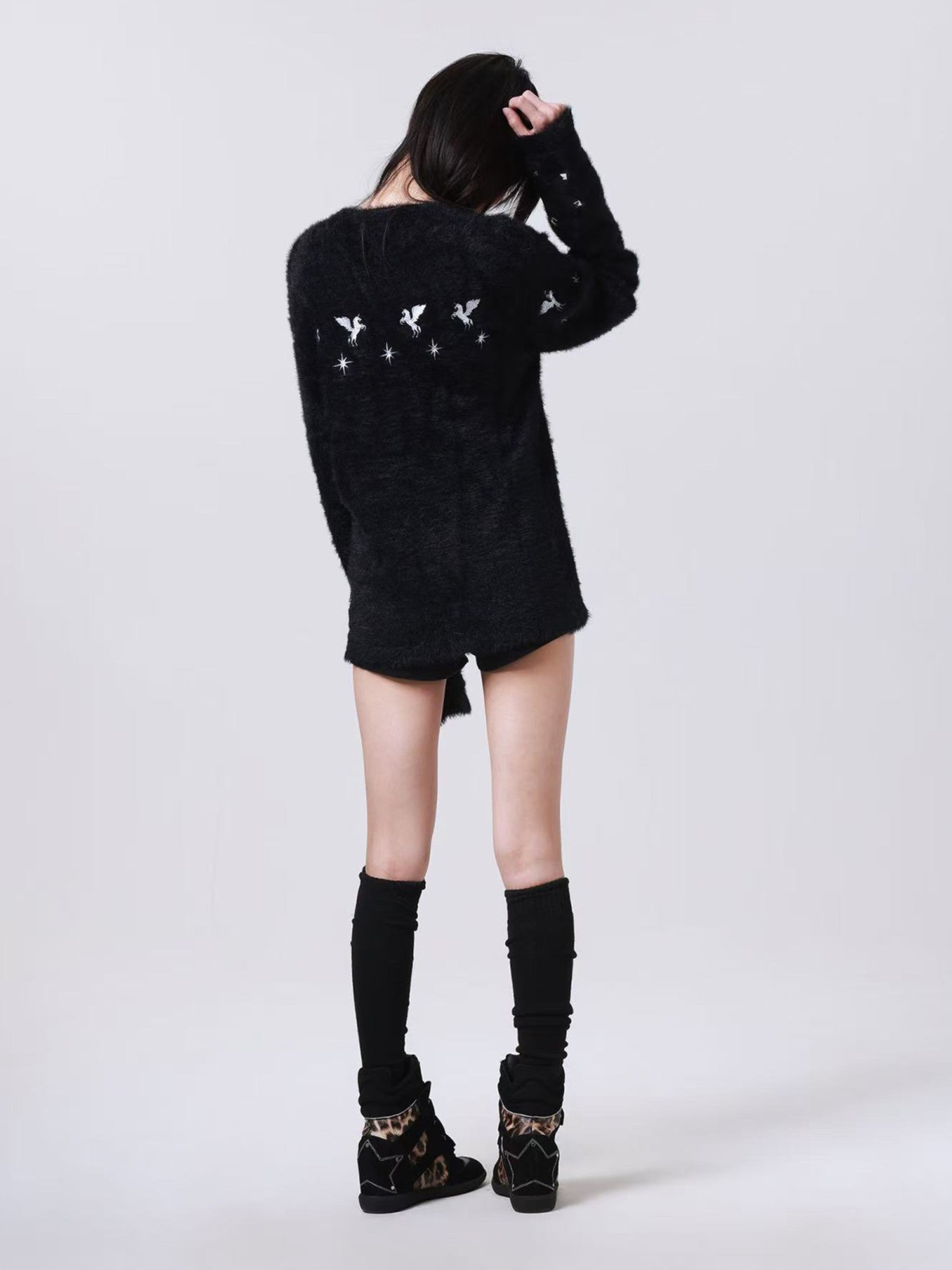 DETW onLine Leopard Print Studded Platform Wedge Women&