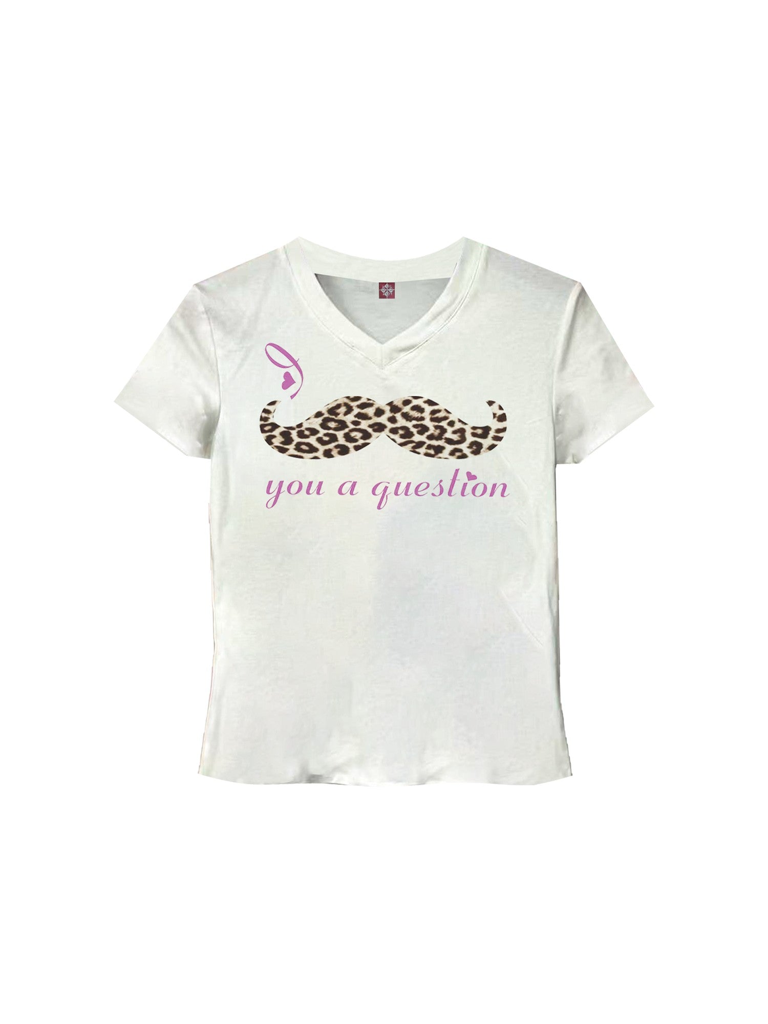 DETW onLine Leopard Slogan Digital Print V-neck Women&