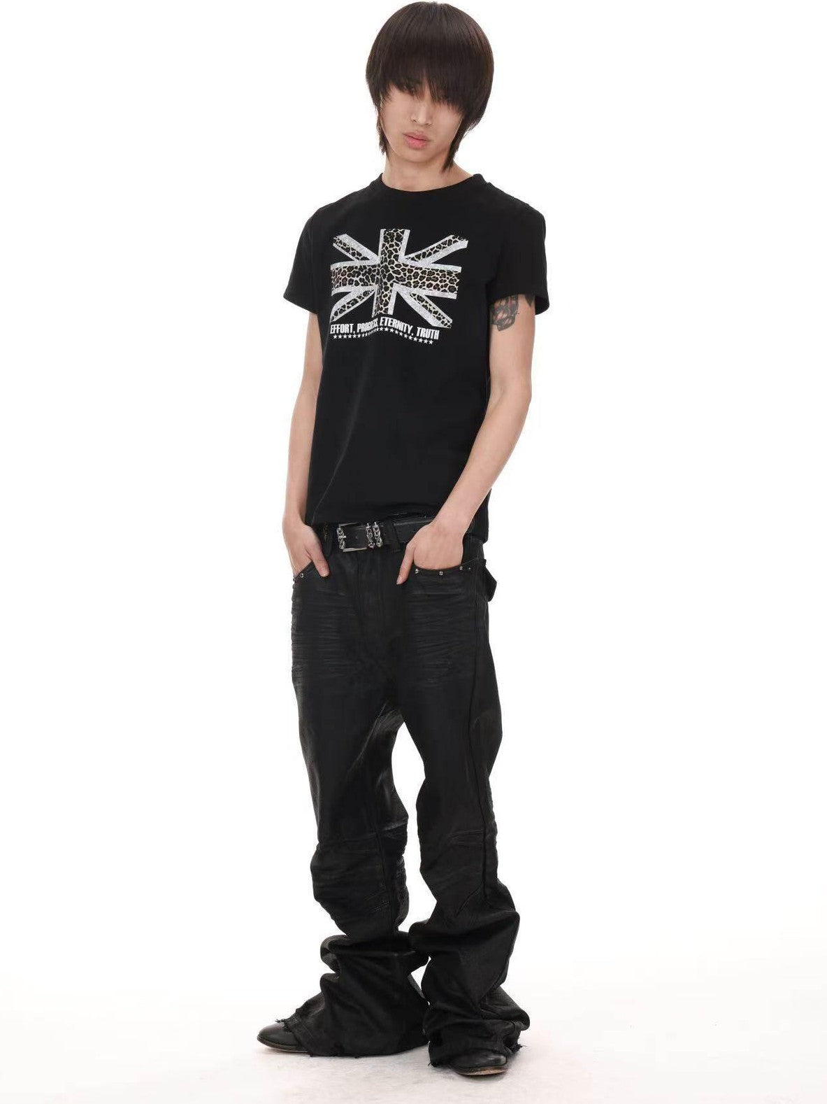 DETW onLine Leopard Union Jack Digital Print Slim Women&