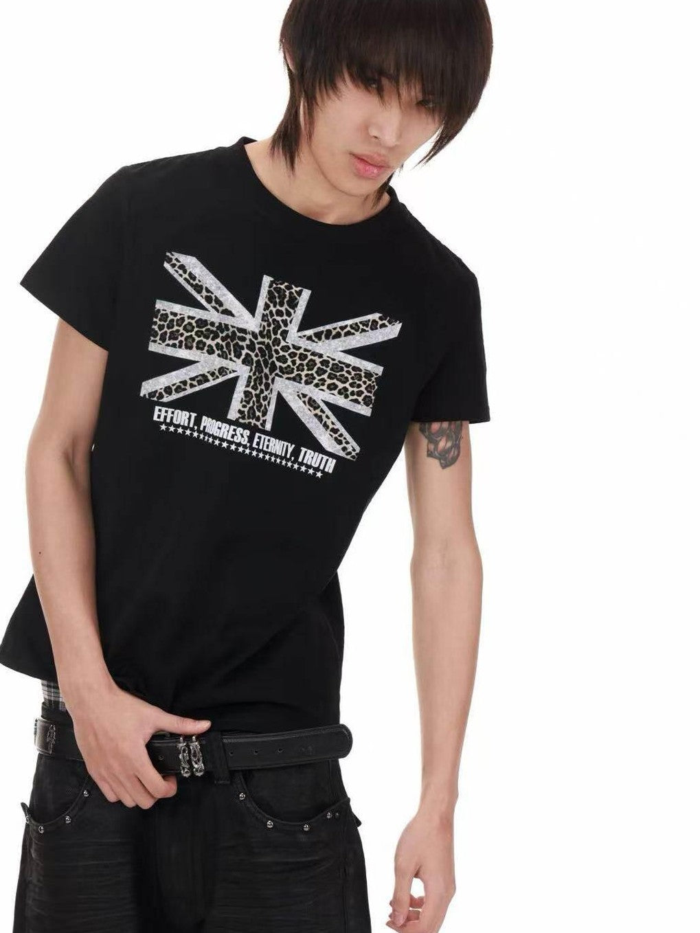 DETW onLine Leopard Union Jack Digital Print Slim Women&