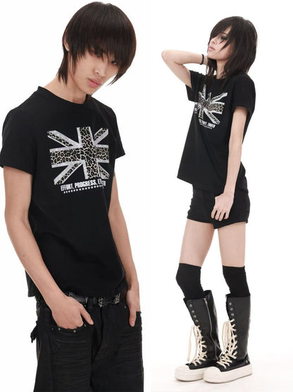 DETW onLine Leopard Union Jack Digital Print Slim Women&