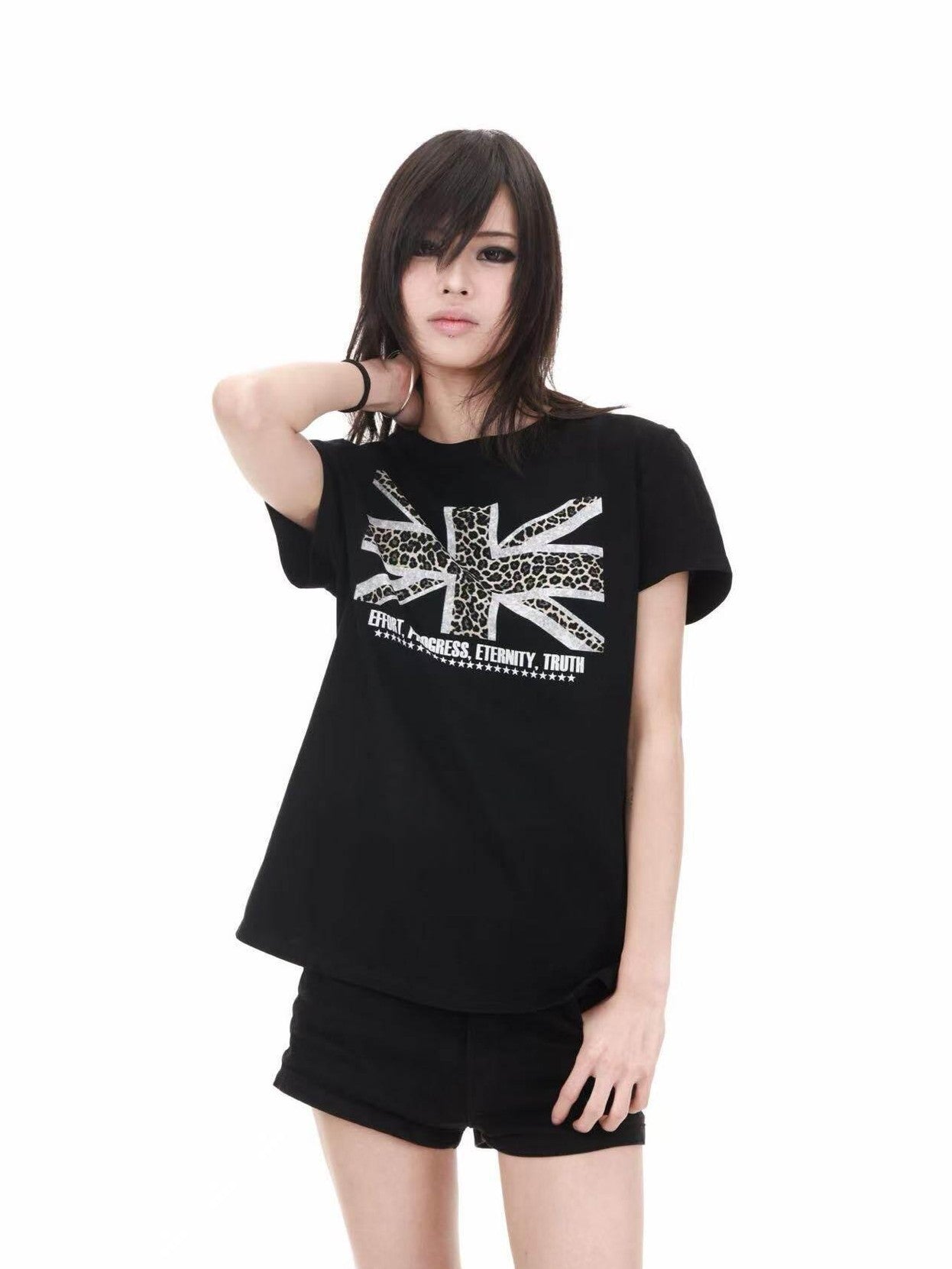 DETW onLine Leopard Union Jack Digital Print Slim Women&