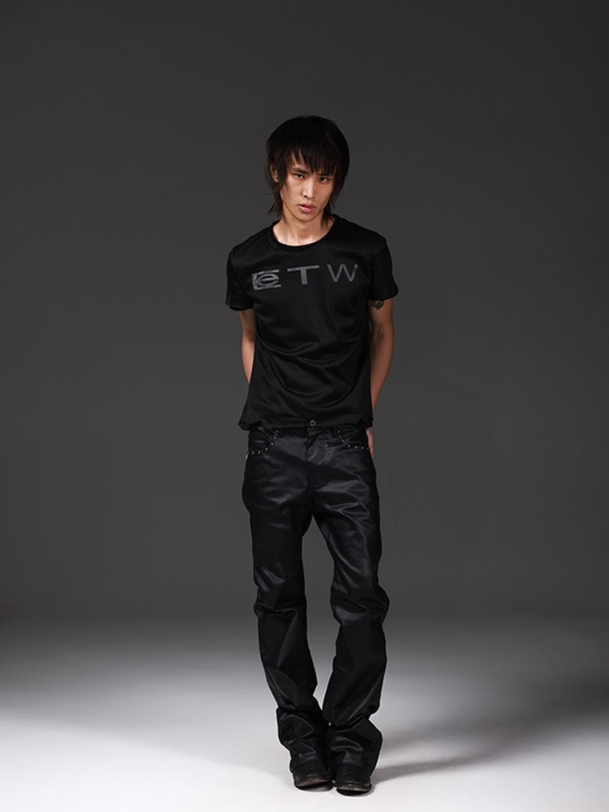 DETW onLine Mesh Patchwork Slogan Layered Slimming Women&