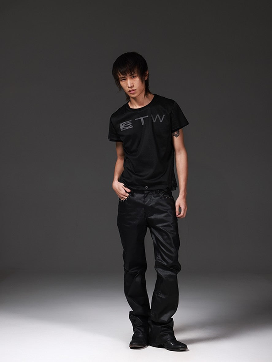 DETW onLine Mesh Patchwork Slogan Layered Slimming Women&