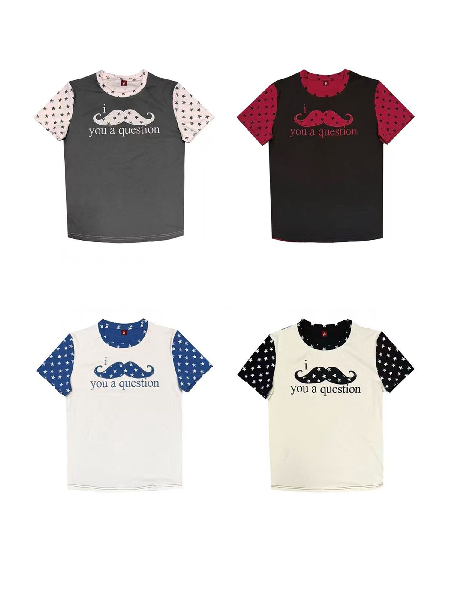 DETW onLine Mustache Applique Colorblock Women&
