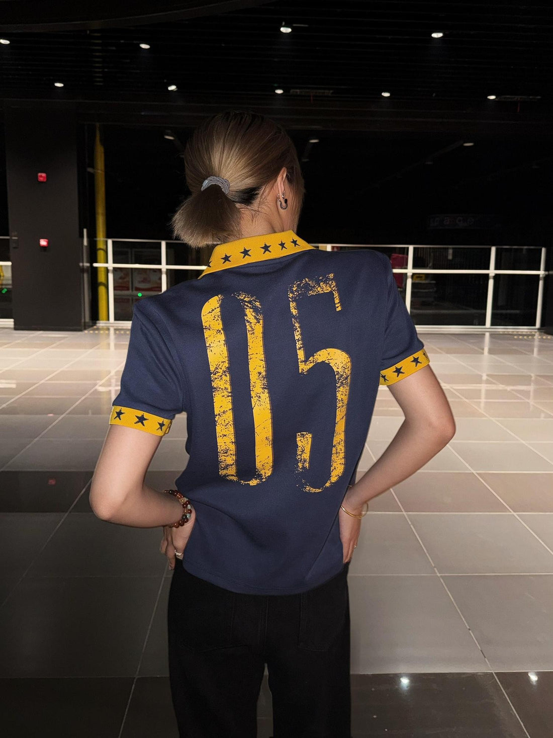 DETW onLine Navy Star Colorblock Polo Women&