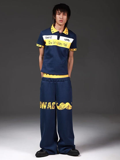 DETW onLine Navy Star Colorblock Polo Women&