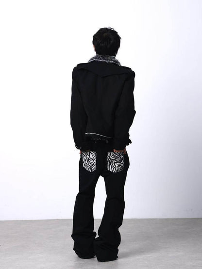 DETW onLine Palace Single Breasted Fur Collar Metal Eagle Women&