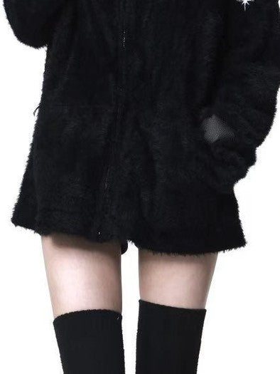 DETW onLine Pegasus Star Leather Embroidered Zipper Hooded Loose Women&