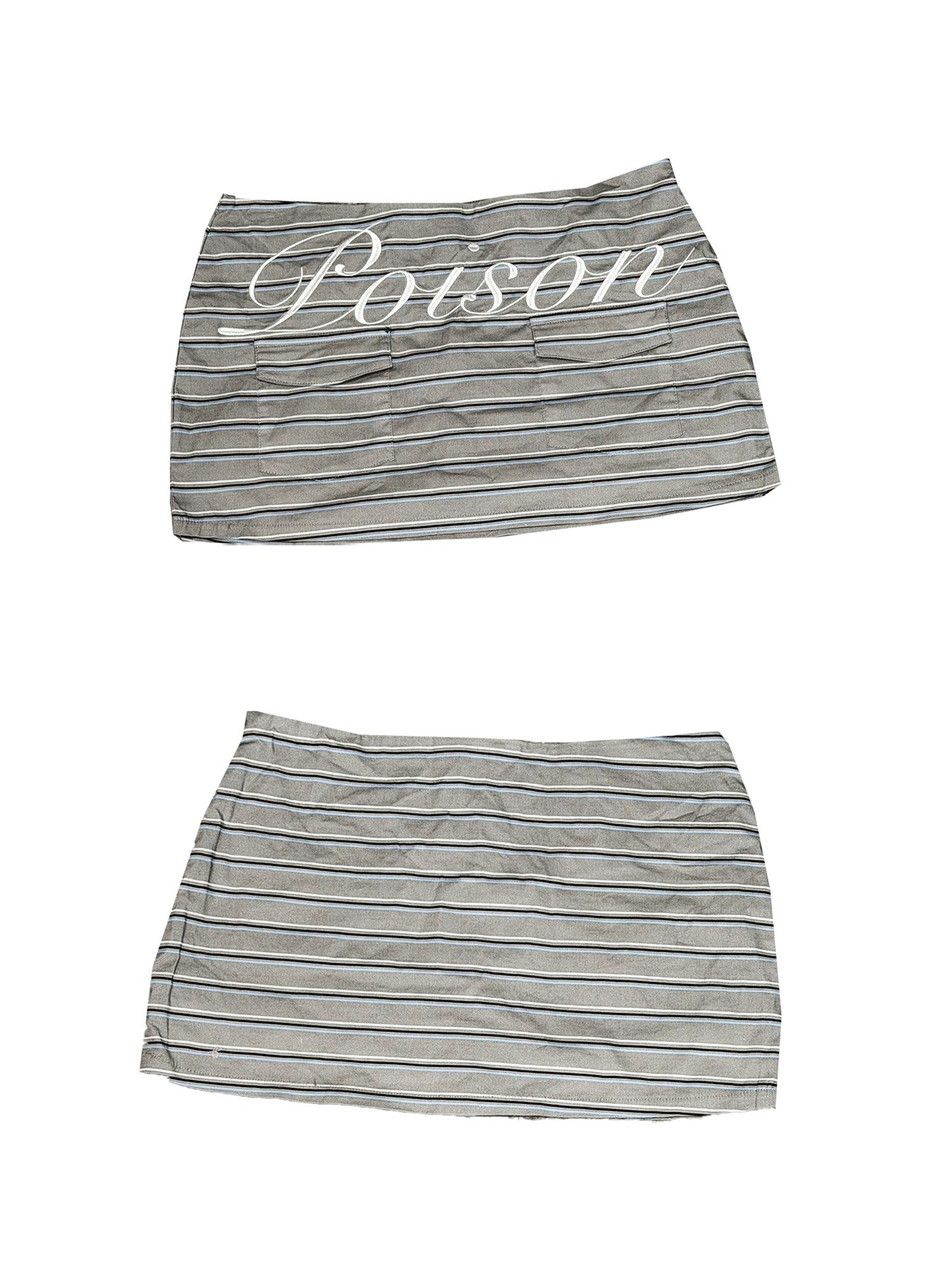 DETW onLine Pink Striped Cursive Embroidery Pocket Low Waist Women&