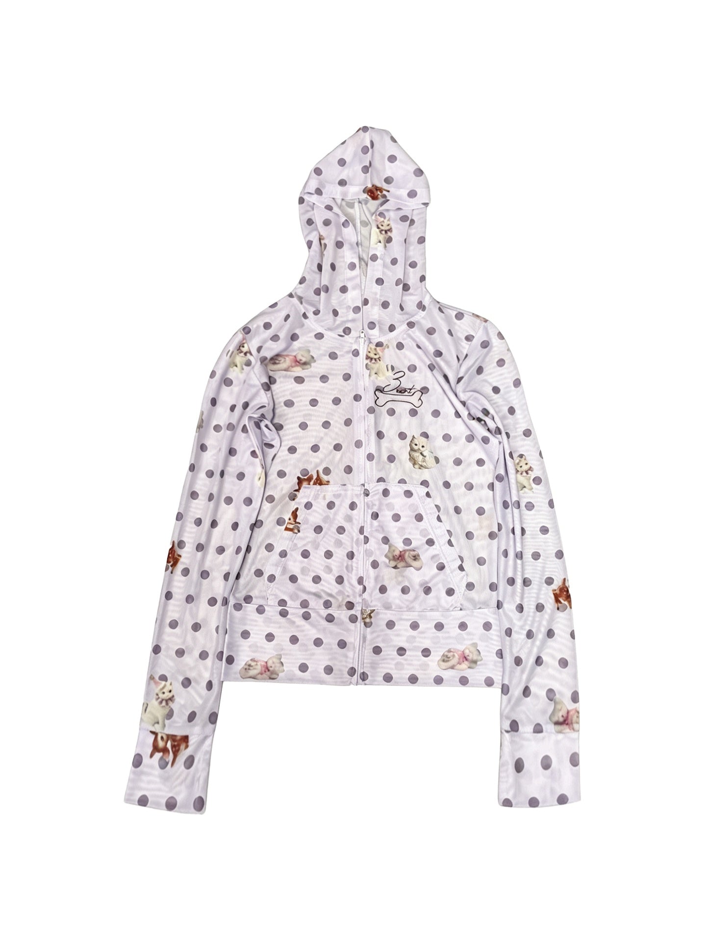 DETW_onLine_Polka_Dot_Animal_Hooded_Zip_Short_Women&