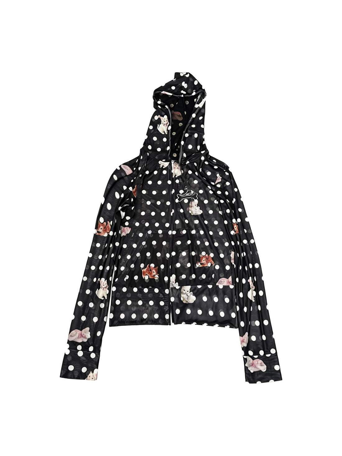 DETW onLine Polka Dot Animal Hooded Zip Short Women&