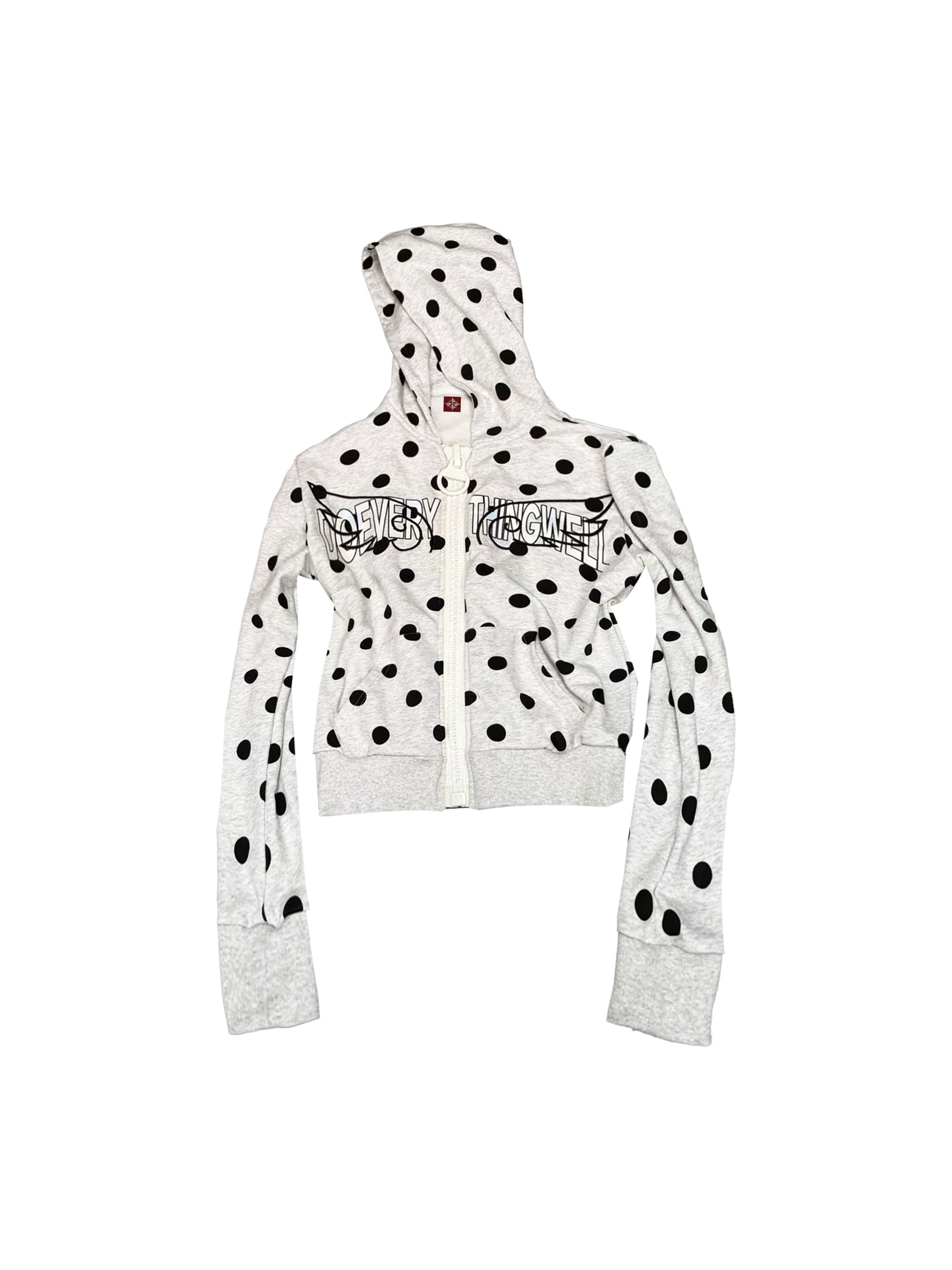 DETW_onLine_Polka_Dot_Embroidered_Angel_Slogan_Zipper_Women&