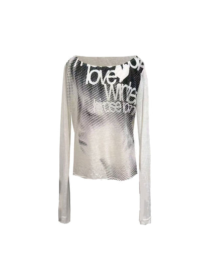 DETW onLine Portrait Direct Print U Neck One Shoulder Women&