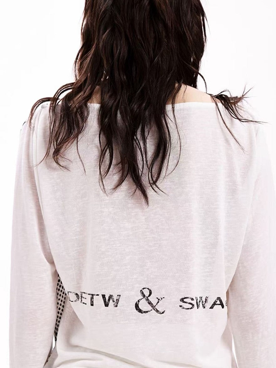 DETW onLine Portrait Direct Print U Neck One Shoulder Women&