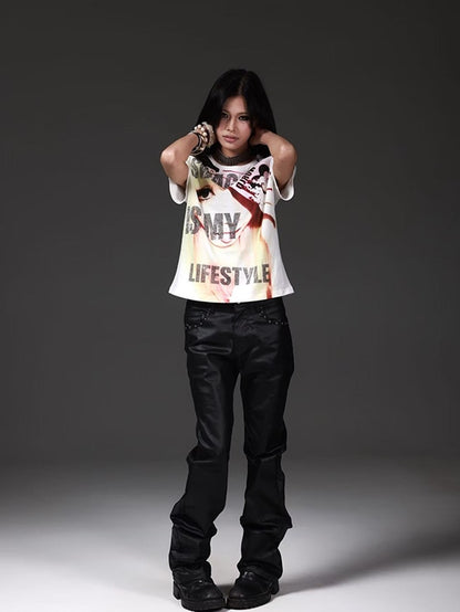 DETW onLine Portrait Rhinestone Digital Print Retro Women&