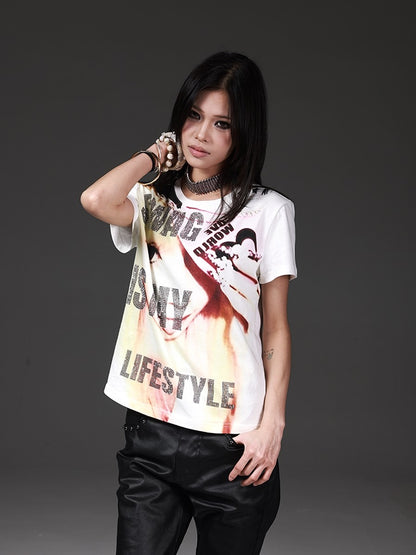 DETW onLine Portrait Rhinestone Digital Print Retro Women&