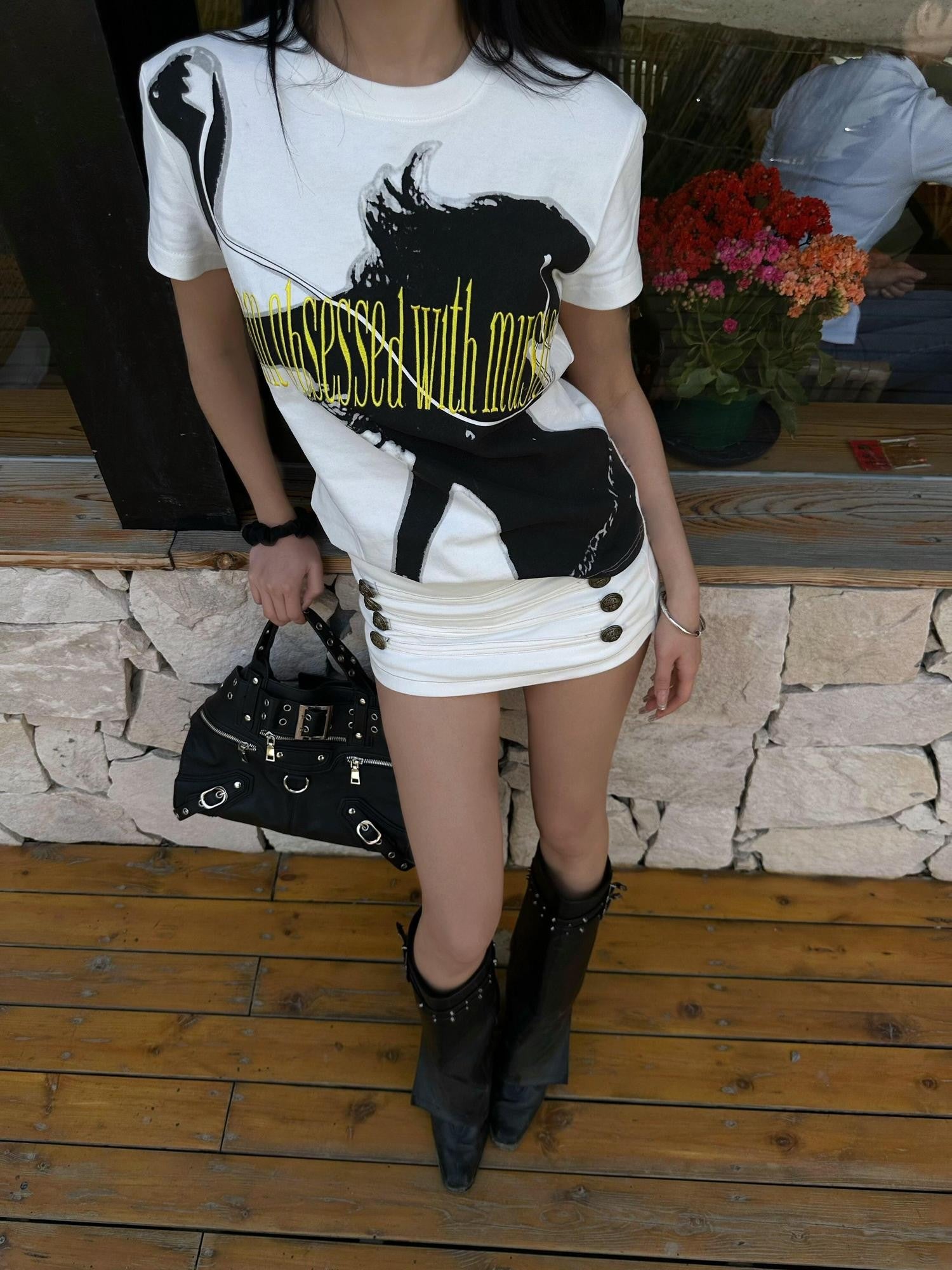 DETW onLine Portrait Slogan 3d Embroidery Punk Women&