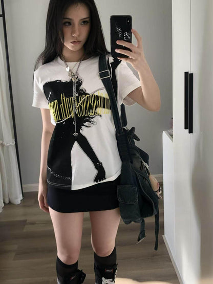 DETW onLine Portrait Slogan 3d Embroidery Punk Women&