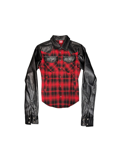 DETW_onLine_Red_Plaid_Ray_Embroidered_Patchwork_Women&