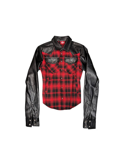 DETW onLine Red Plaid Ray Embroidered Patchwork Women&