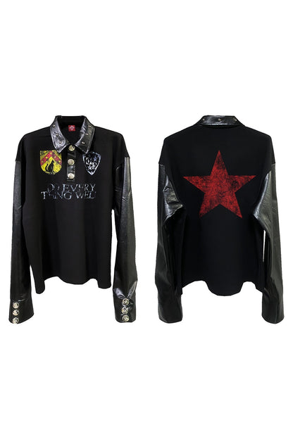 DETW_onLine_Red_Star_Badge_Studs_Contrast_Splice_Women&