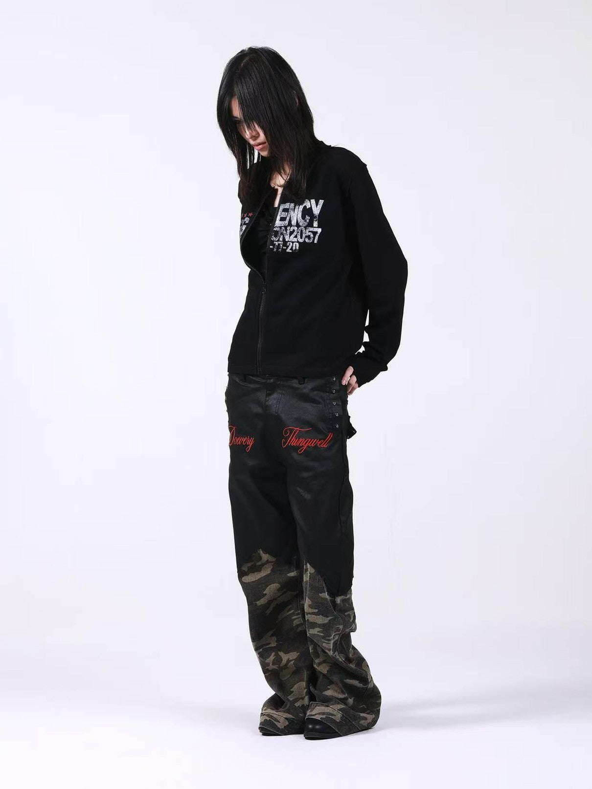 DETW onLine Red Star Reverse Seam Zipper Digital Print Women&
