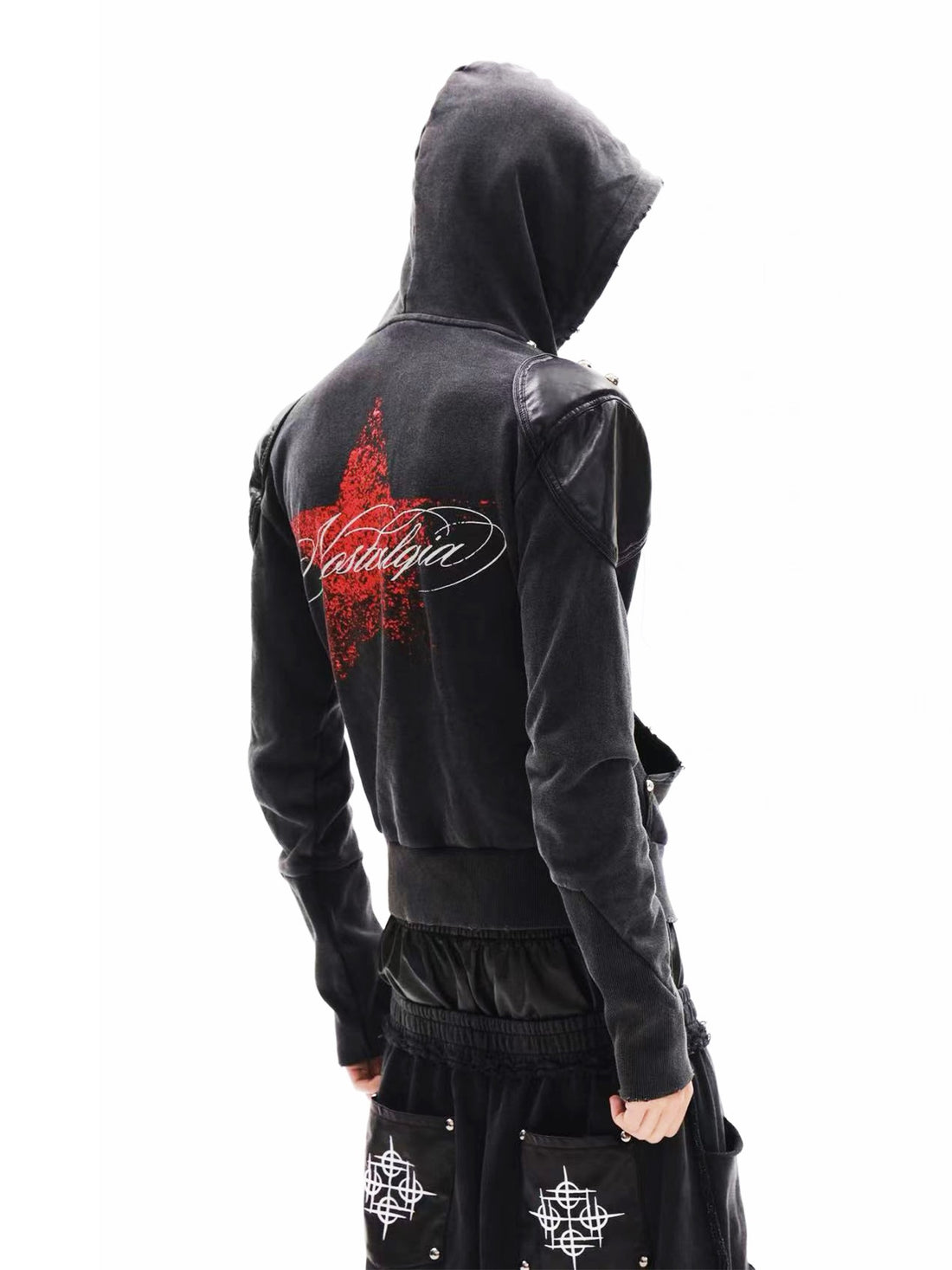 DETW onLine Red Star Skull Washed Distressed Studded Armor Women&