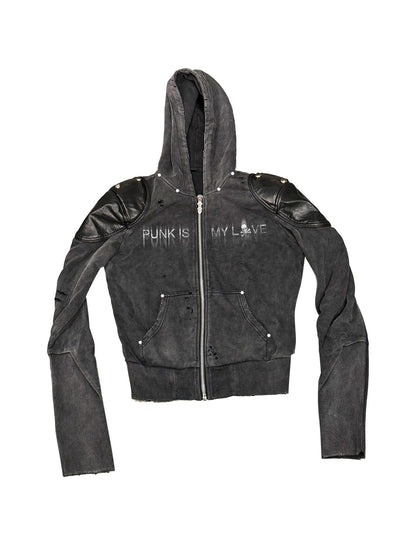 DETW onLine Red Star Skull Washed Distressed Studded Armor Women&