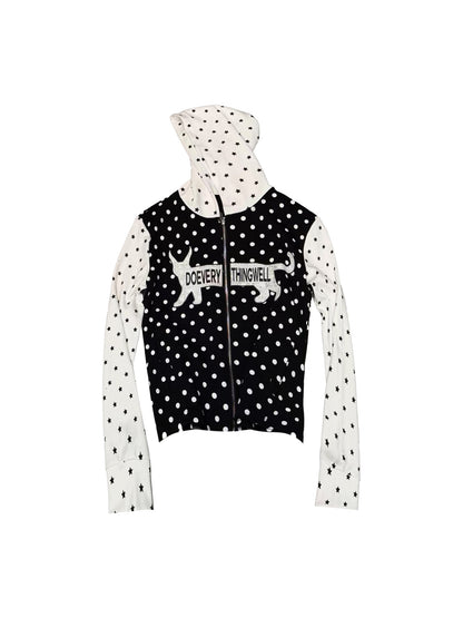DETW onLine Retro Polka Dot Patch Star Angel Wing Cat Women&