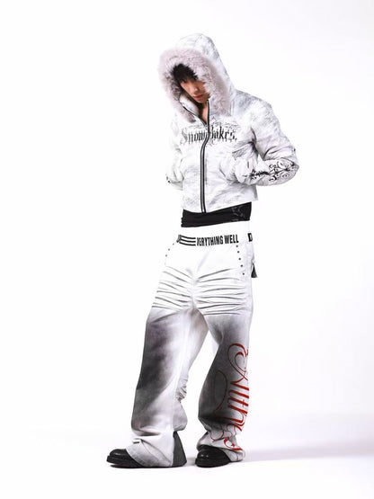 DETW onLine Ruins White Ink Washed Ombre Pleated Patchwork Women&