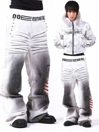 DETW onLine Ruins White Ink Washed Ombre Pleated Patchwork Women&