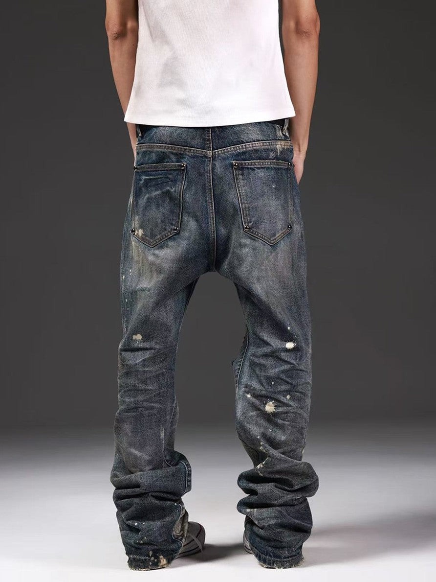 DETW onLine Rust Blue Ink Splash Distressed Ripped Women&