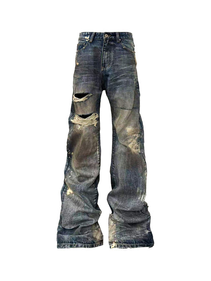 DETW onLine Rust Blue Ink Splash Distressed Ripped Women&
