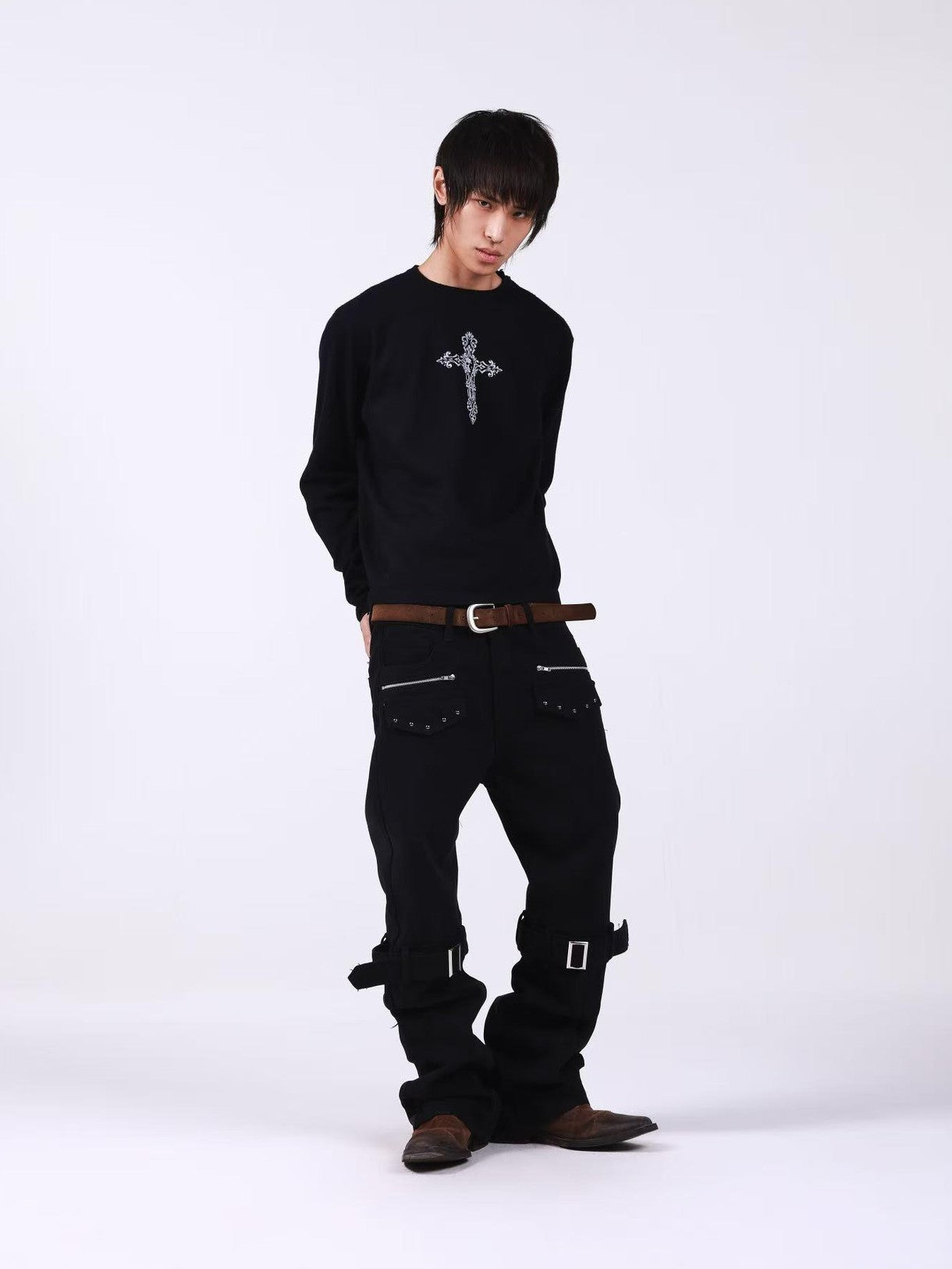 DETW onLine Skull Cross Slogan Print Slim Women&