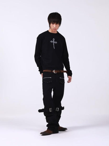 DETW onLine Skull Cross Slogan Print Slim Women&
