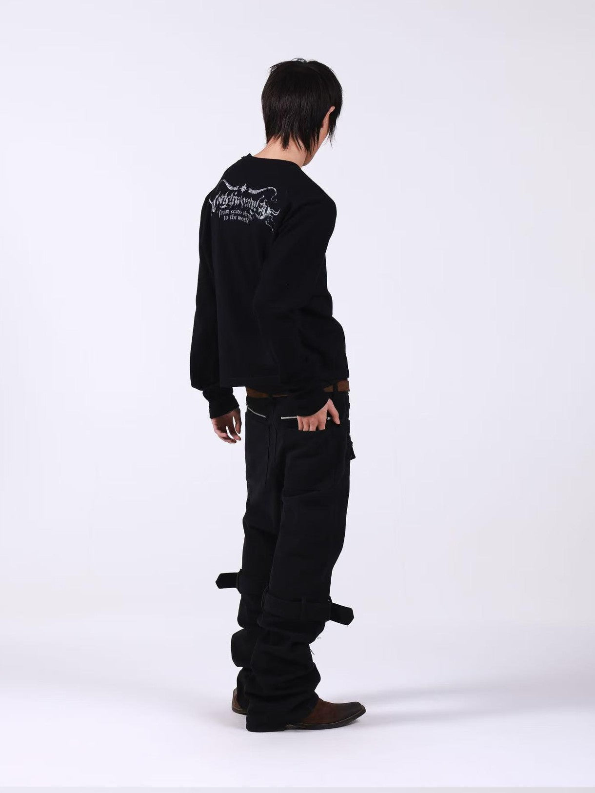 DETW onLine Skull Cross Slogan Print Slim Women&
