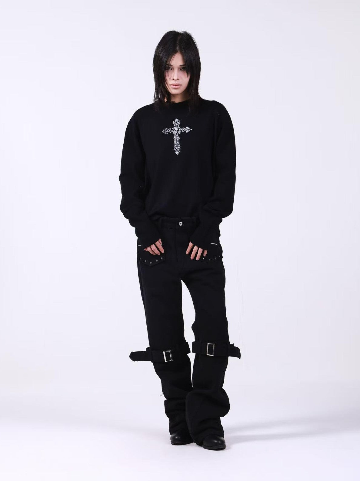 DETW onLine Skull Cross Slogan Print Slim Women&