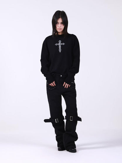 DETW onLine Skull Cross Slogan Print Slim Women&