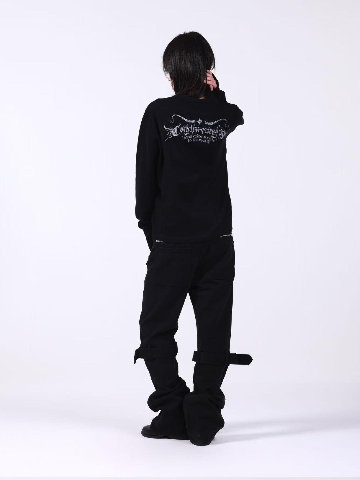 DETW onLine Skull Cross Slogan Print Slim Women&