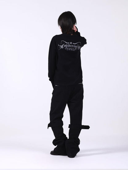DETW onLine Skull Cross Slogan Print Slim Women&