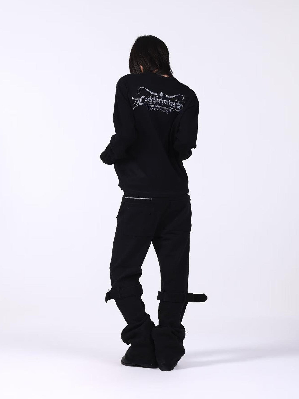 DETW onLine Skull Cross Slogan Print Slim Women&