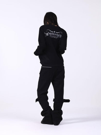 DETW onLine Skull Cross Slogan Print Slim Women&