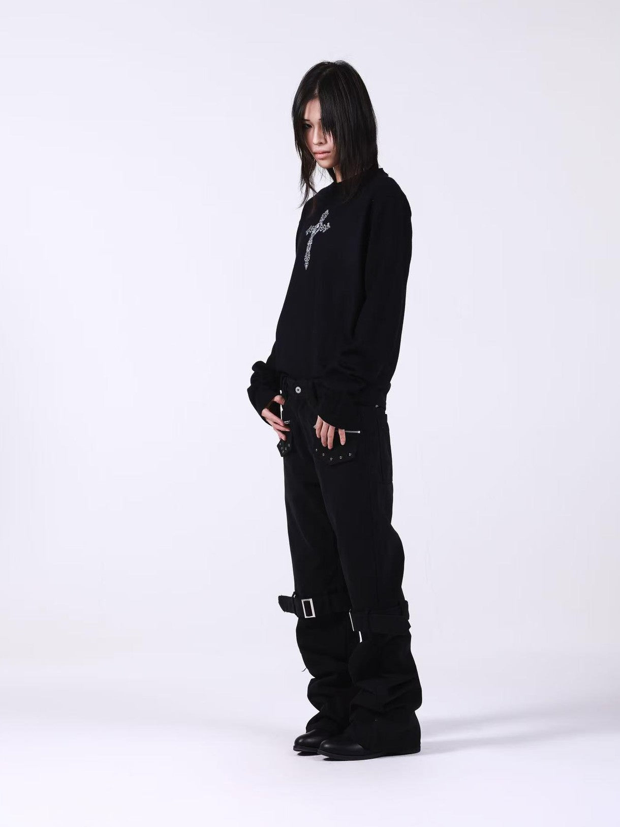 DETW onLine Skull Cross Slogan Print Slim Women&