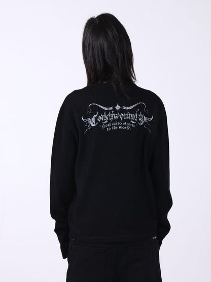DETW onLine Skull Cross Slogan Print Slim Women&