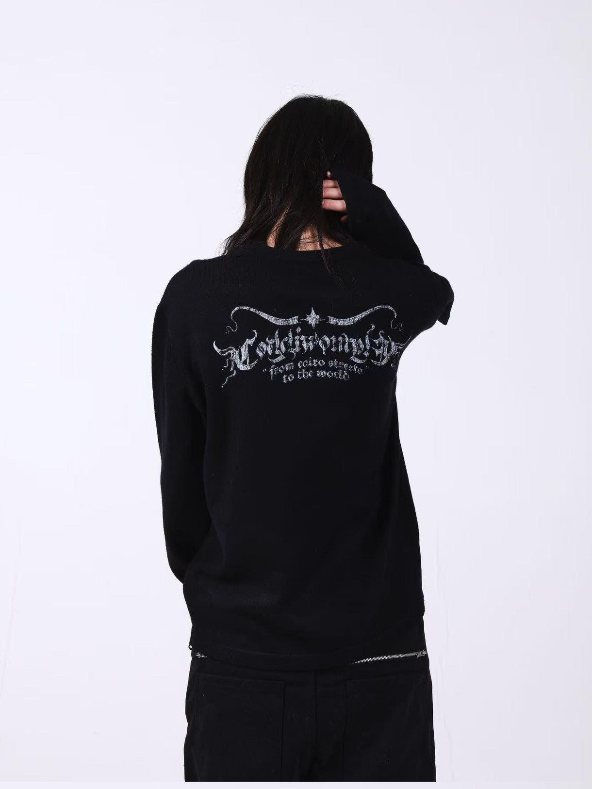 DETW onLine Skull Cross Slogan Print Slim Women&