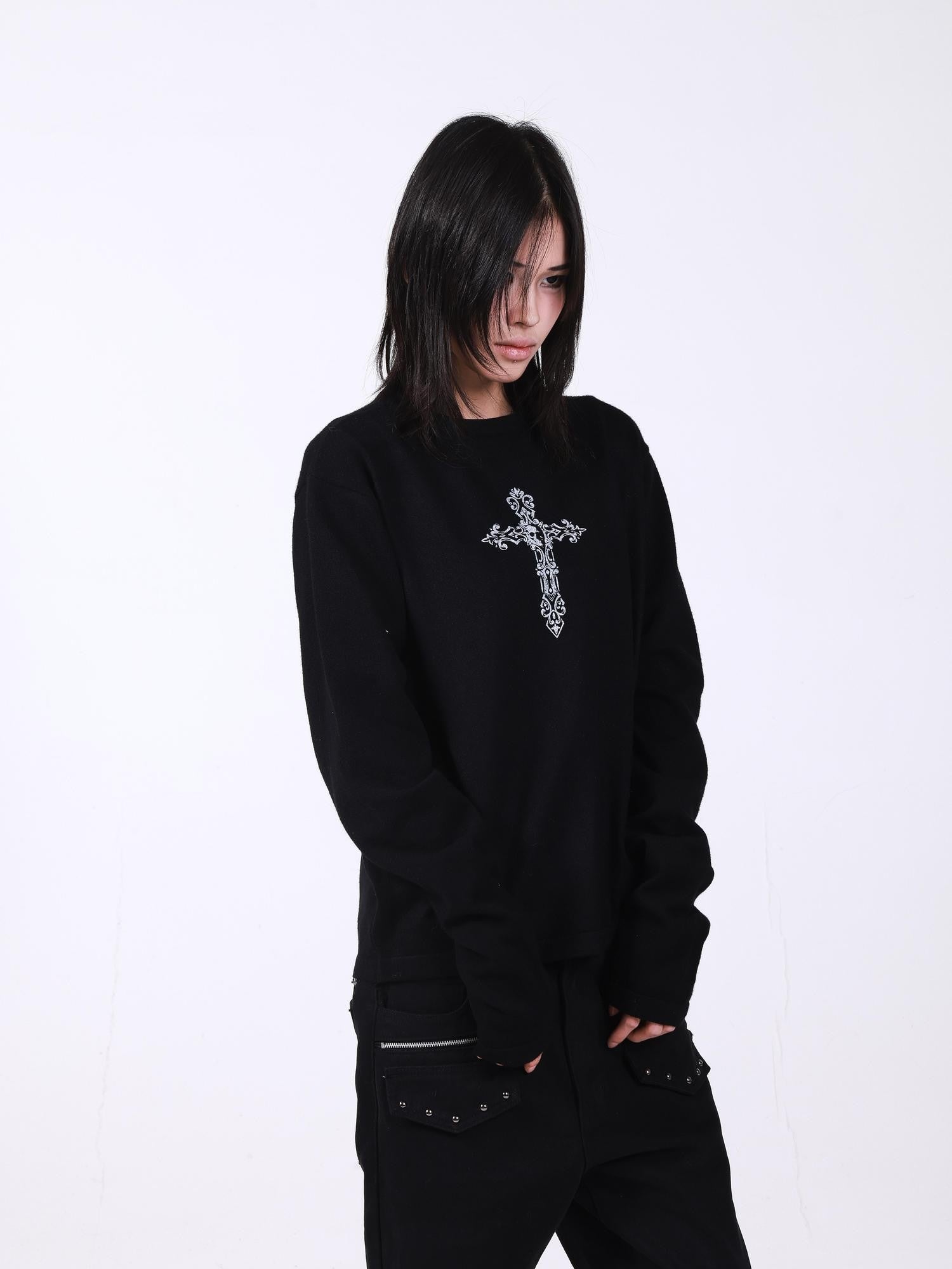DETW onLine Skull Cross Slogan Print Slim Women&