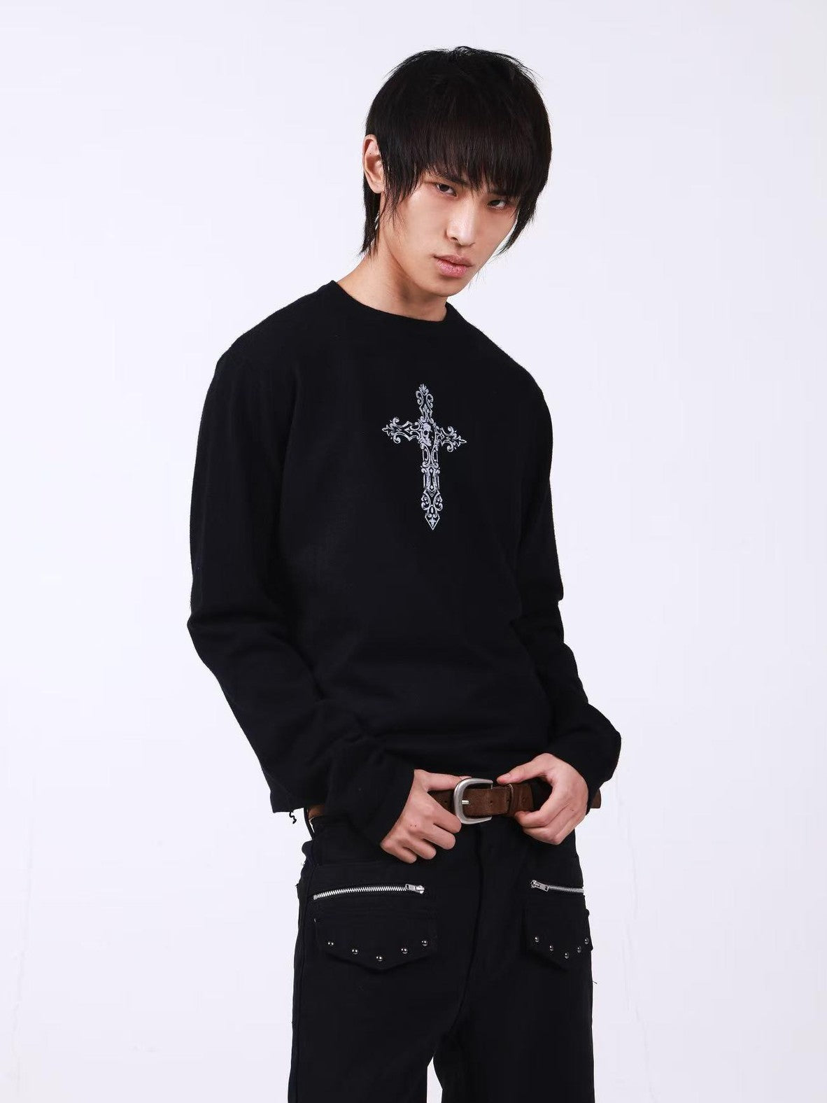 DETW onLine Skull Cross Slogan Print Slim Women&