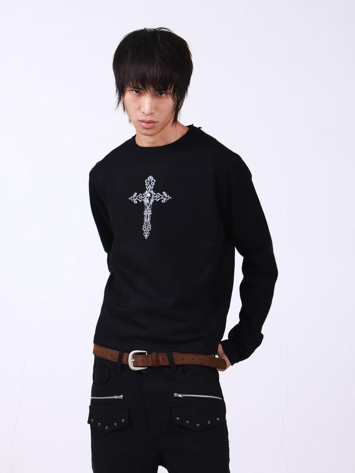 DETW onLine Skull Cross Slogan Print Slim Women&