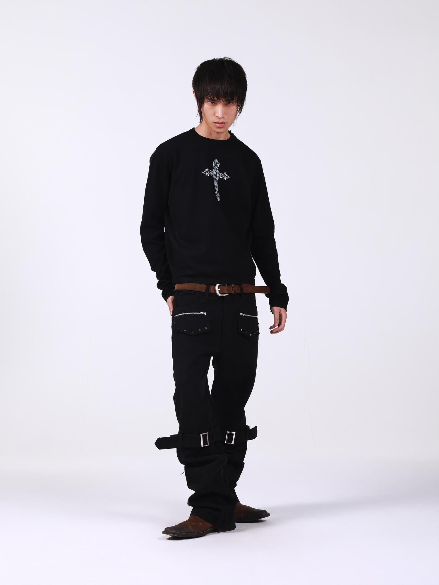 DETW onLine Skull Cross Slogan Print Slim Women&